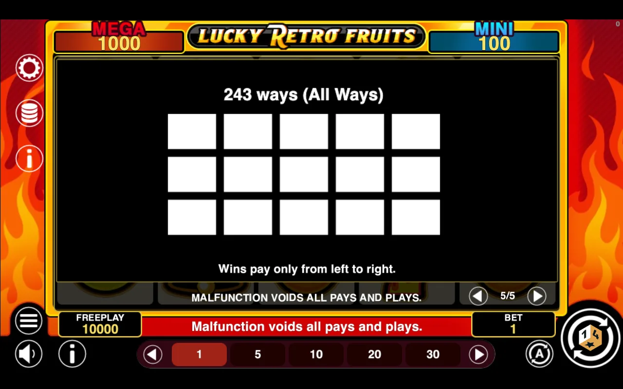 Game rules, page 5 — Lucky Retro Fruits Hold And Win