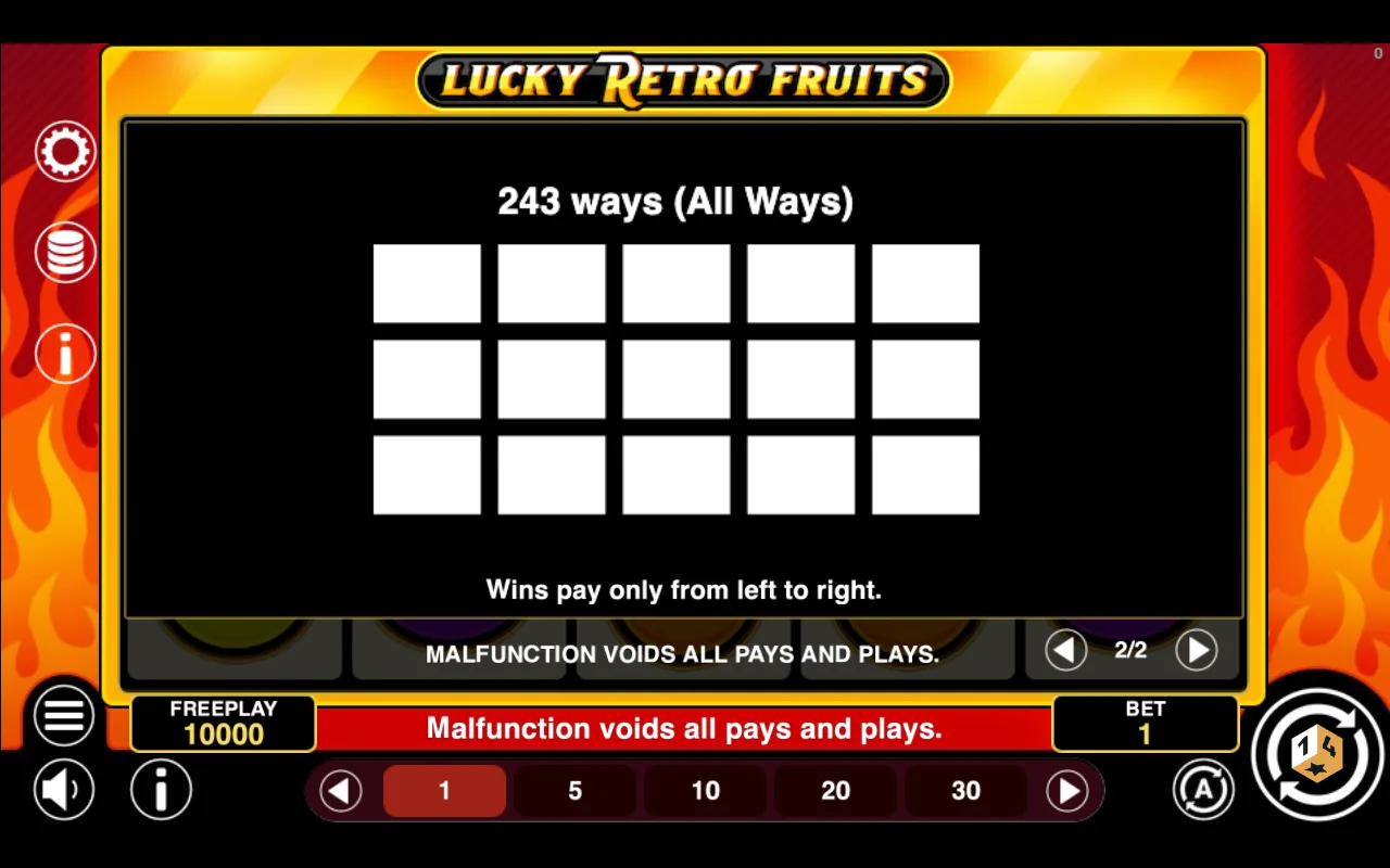 Game rules, page 2 — Lucky Retro Fruits