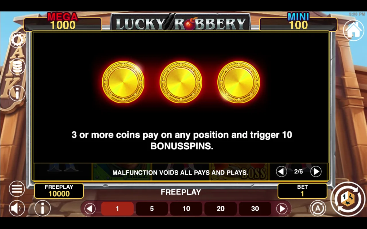 Game rules, page 2 — Lucky Robbery Win Spins
