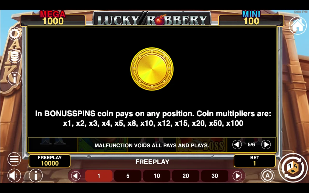 Game rules, page 5 — Lucky Robbery Win Spins