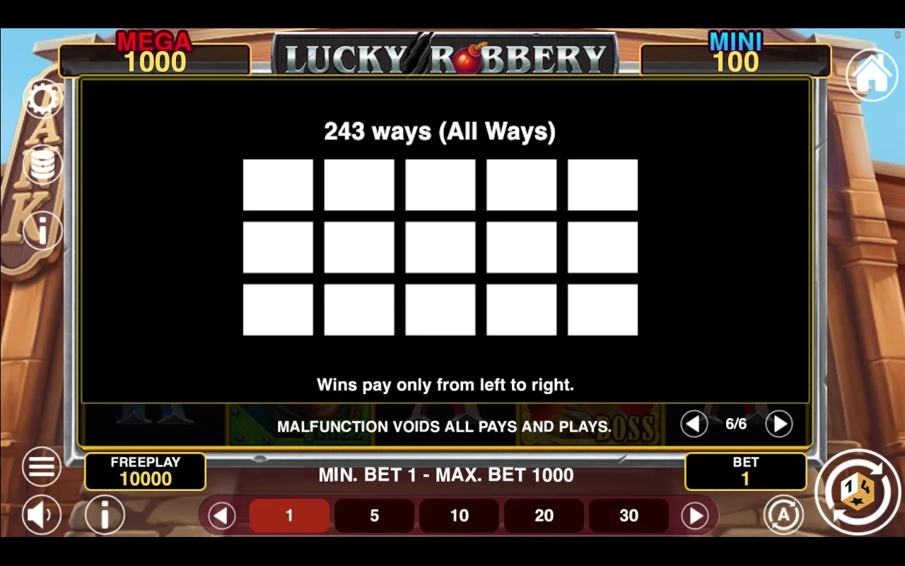 Game rules, page 6 — Lucky Robbery Win Spins
