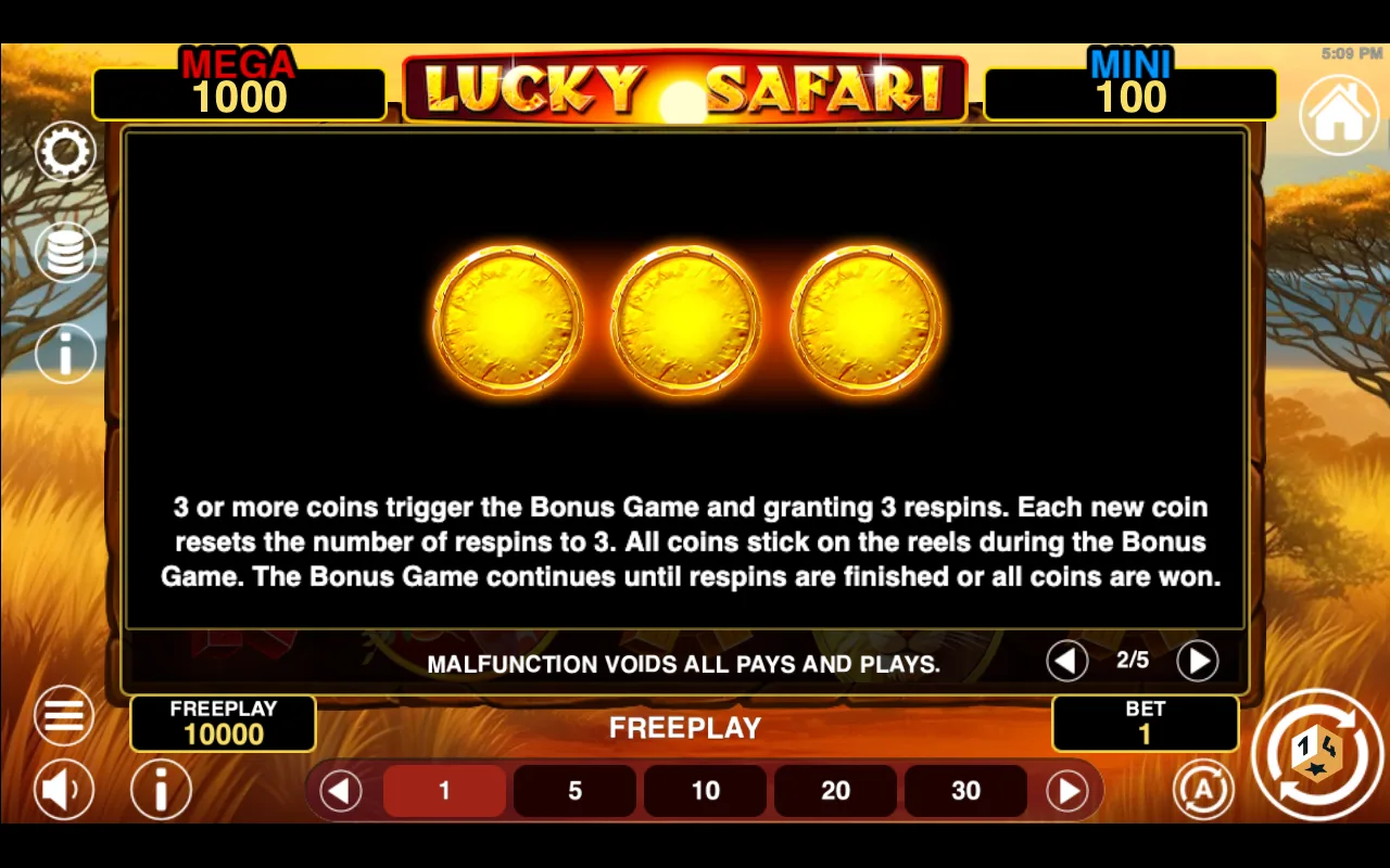 Game rules, page 2 — Lucky Safari Hold And Win