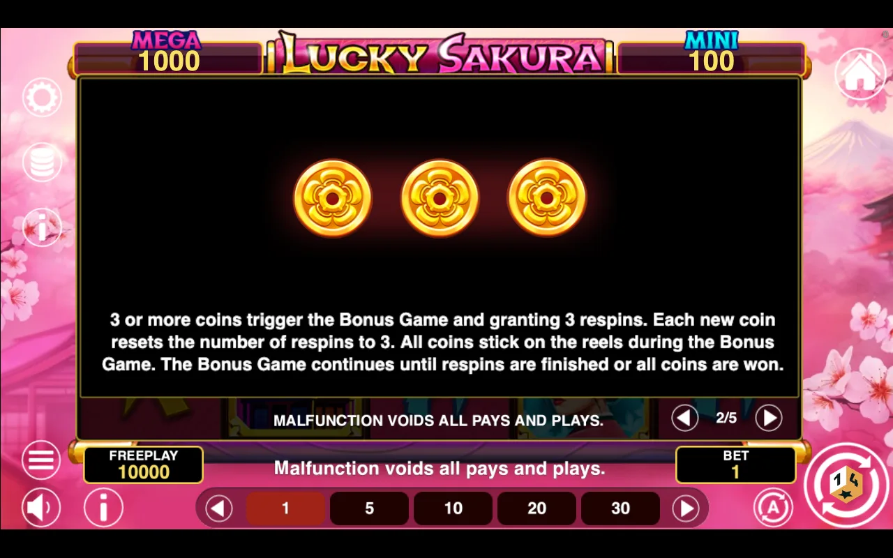 Game rules, page 2 — Lucky Sakura Hold And Win