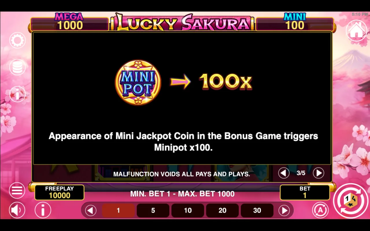 Game rules, page 3 — Lucky Sakura Hold And Win