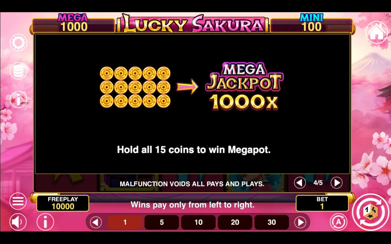 Game rules, page 4 — Lucky Sakura Hold And Win