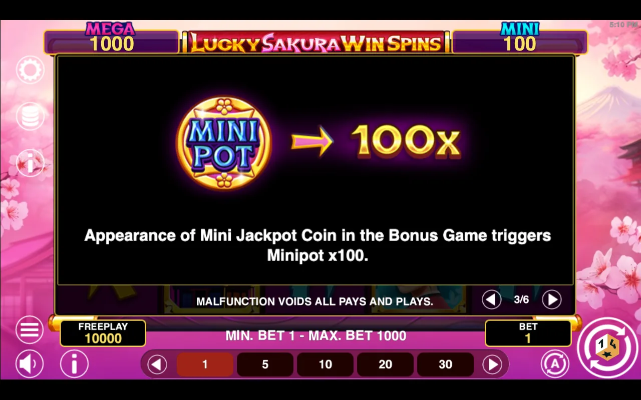 Game rules, page 3 — Lucky Sakura Win Spins