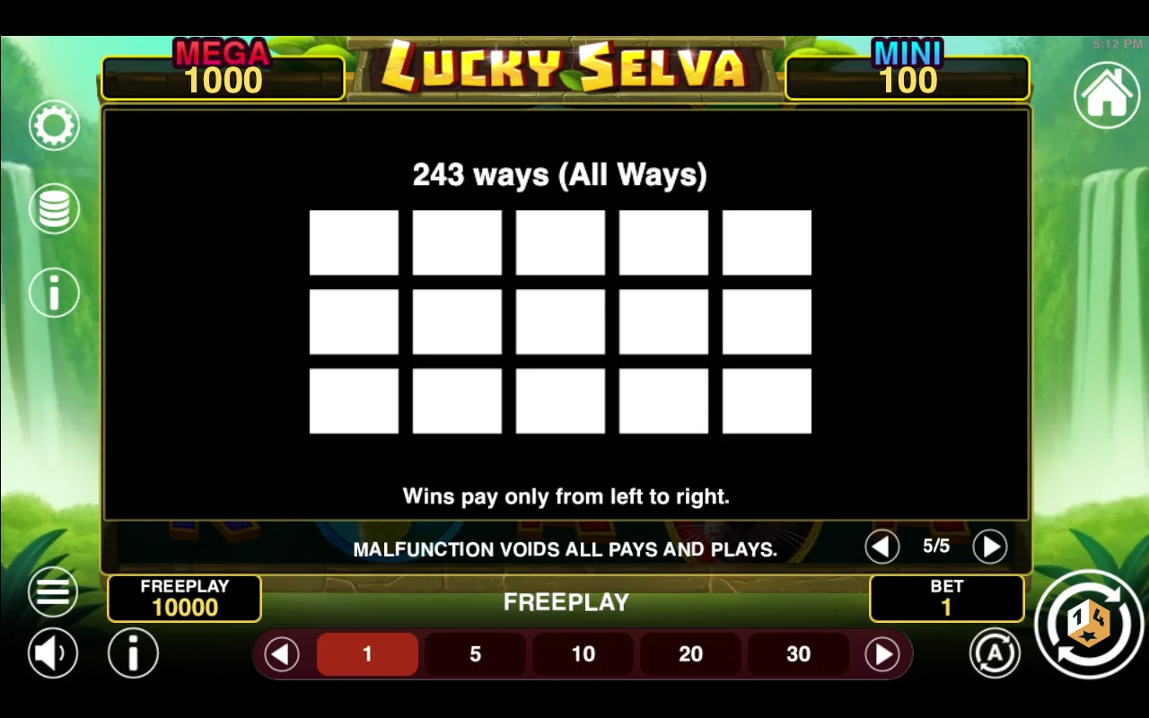 Game rules, page 5 — Lucky Selva Hold And Win