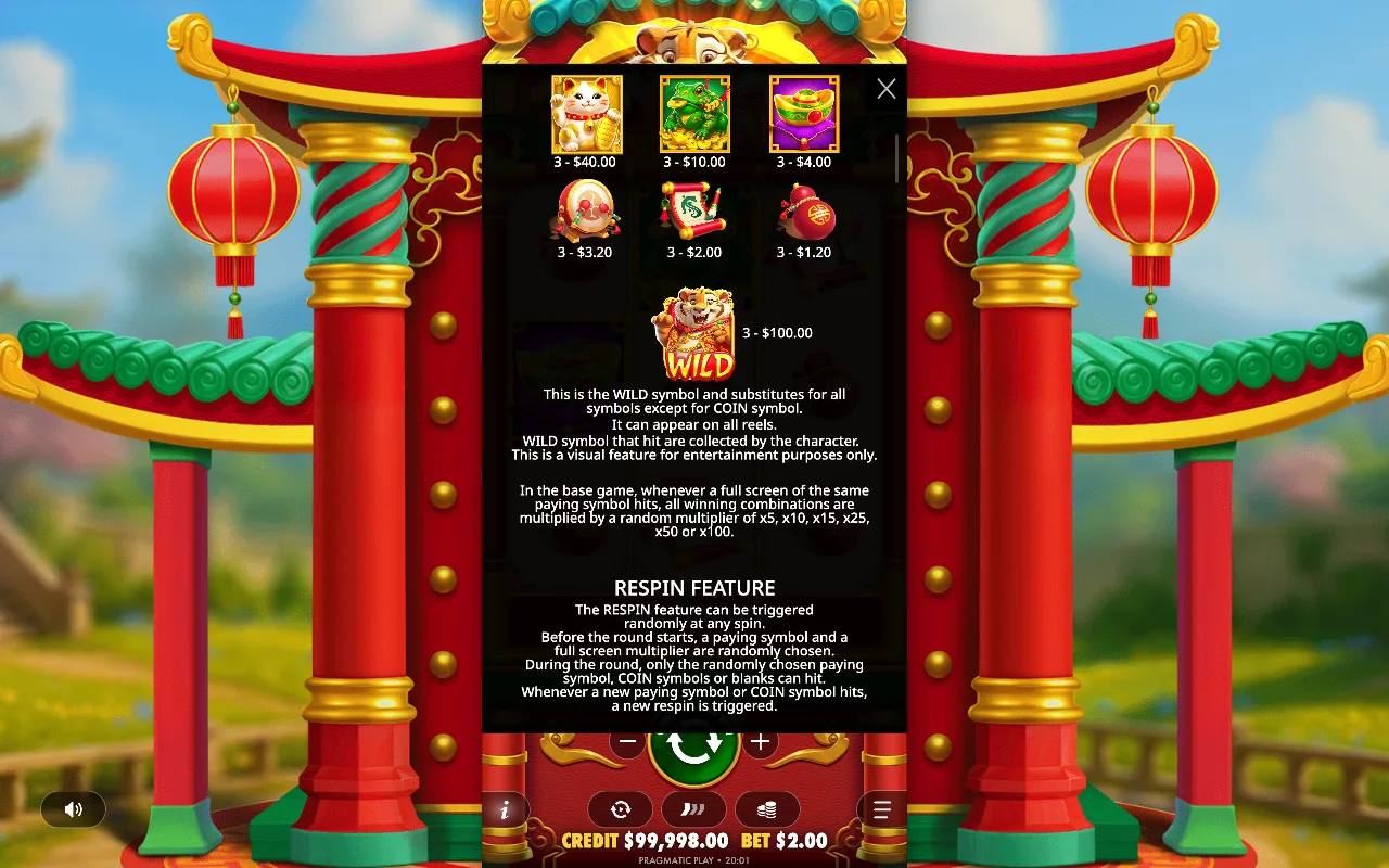 Game rules, page 2 — Lucky Tiger Gold