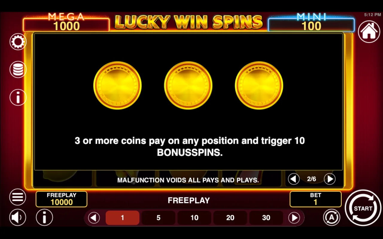 Game rules, page 2 — Lucky Win Spins