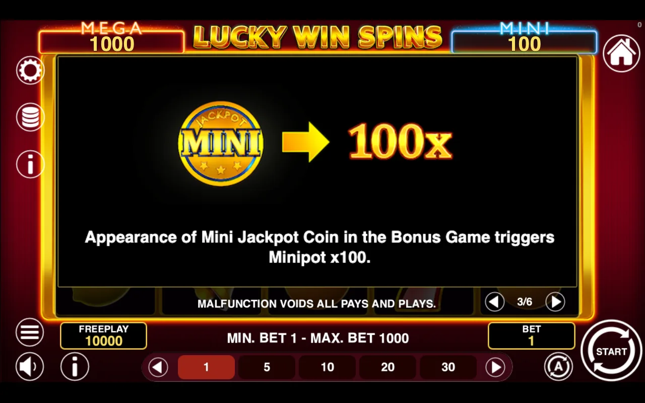 Game rules, page 3 — Lucky Win Spins