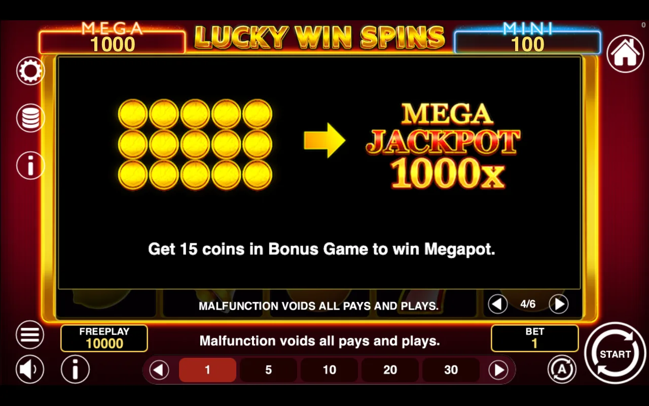 Game rules, page 4 — Lucky Win Spins