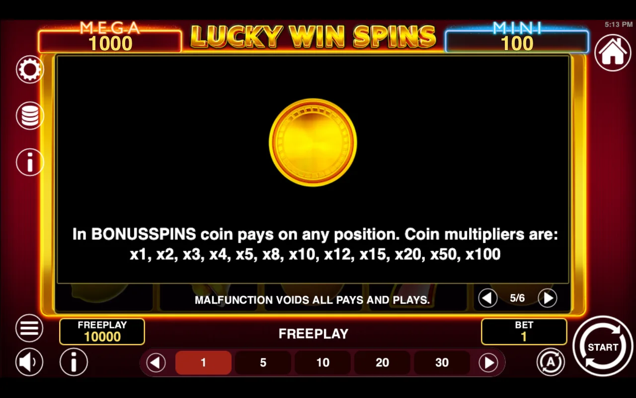 Game rules, page 5 — Lucky Win Spins