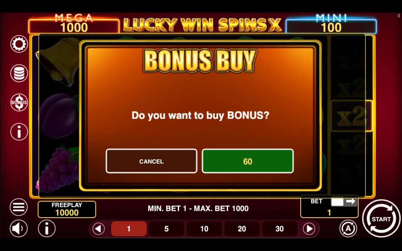 Buying the feature — Lucky Win Spins x
