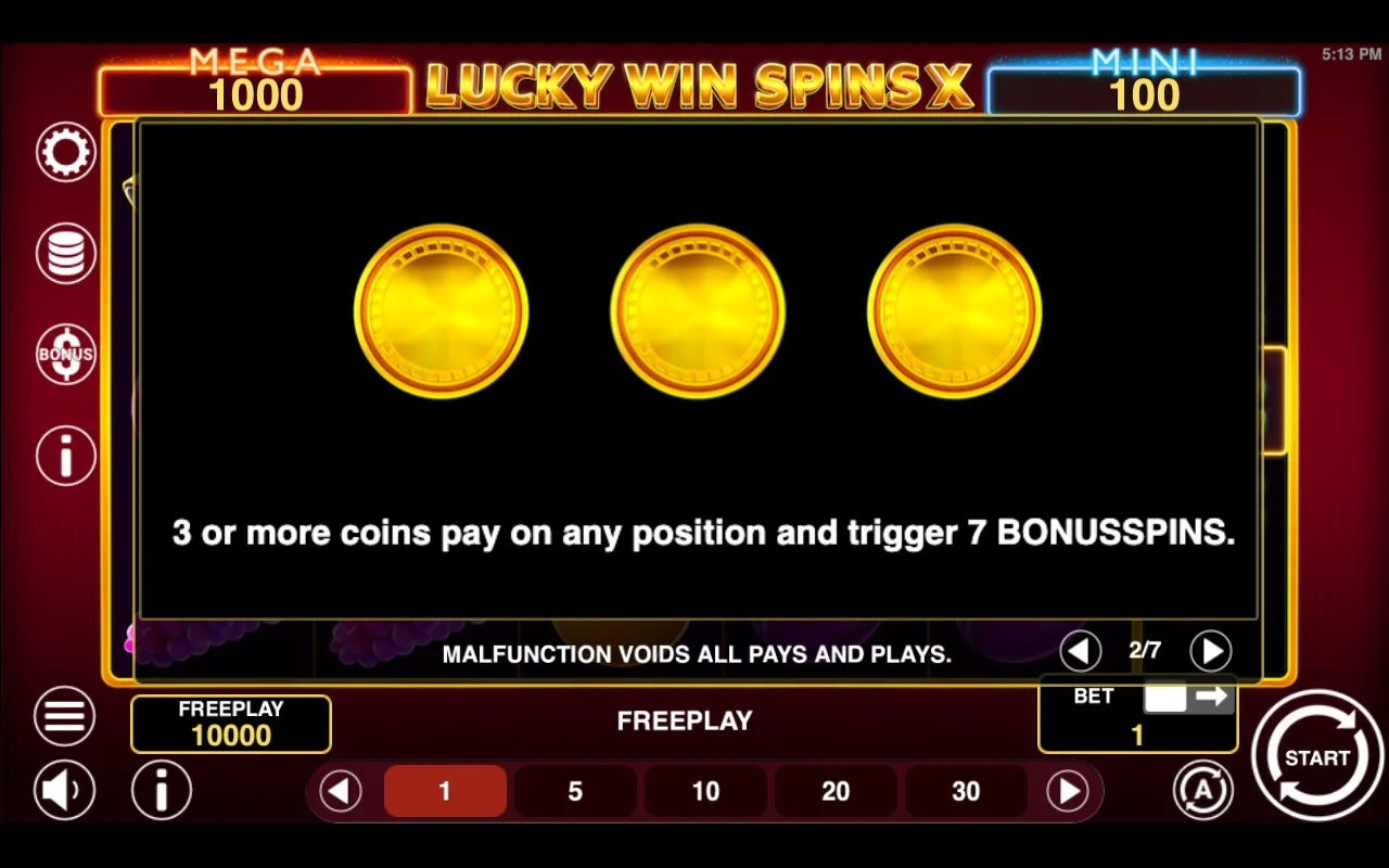 Game rules, page 2 — Lucky Win Spins x