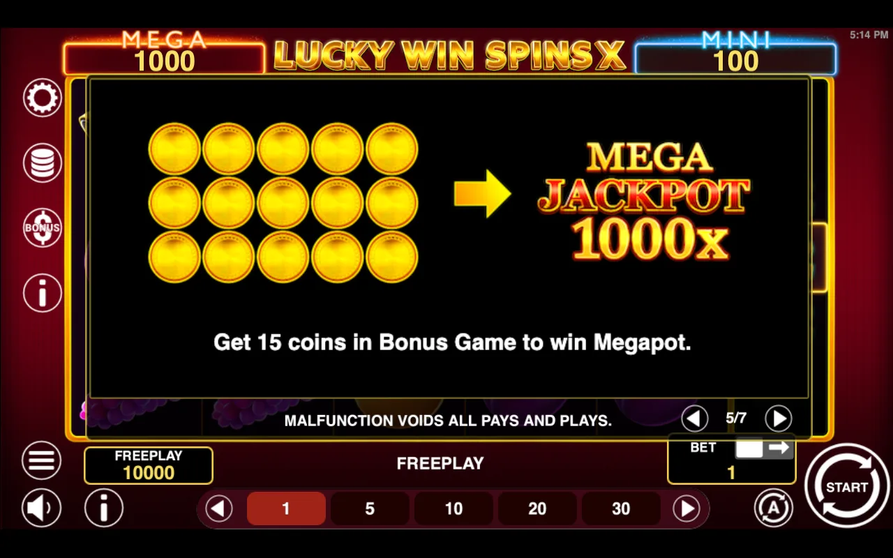 Game rules, page 5 — Lucky Win Spins x