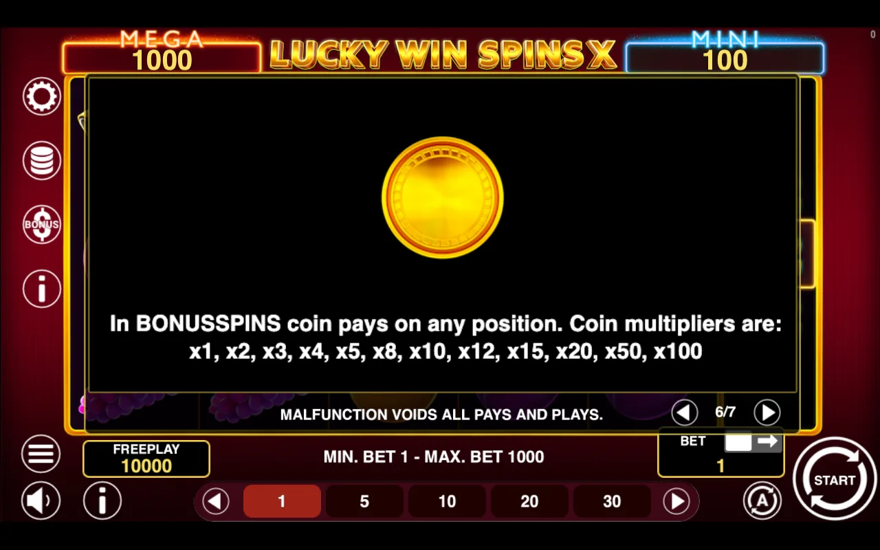 Game rules, page 6 — Lucky Win Spins x
