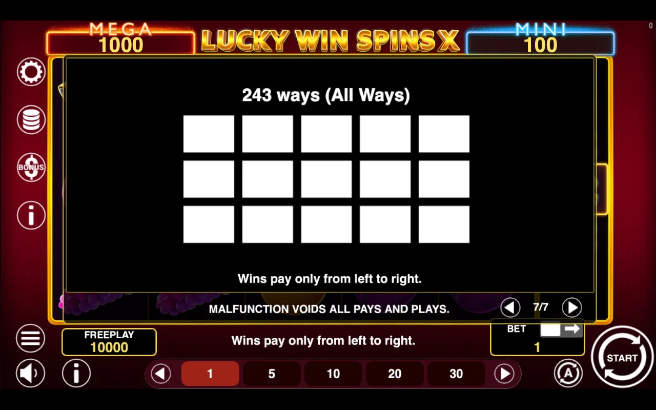 Game rules, page 7 — Lucky Win Spins x