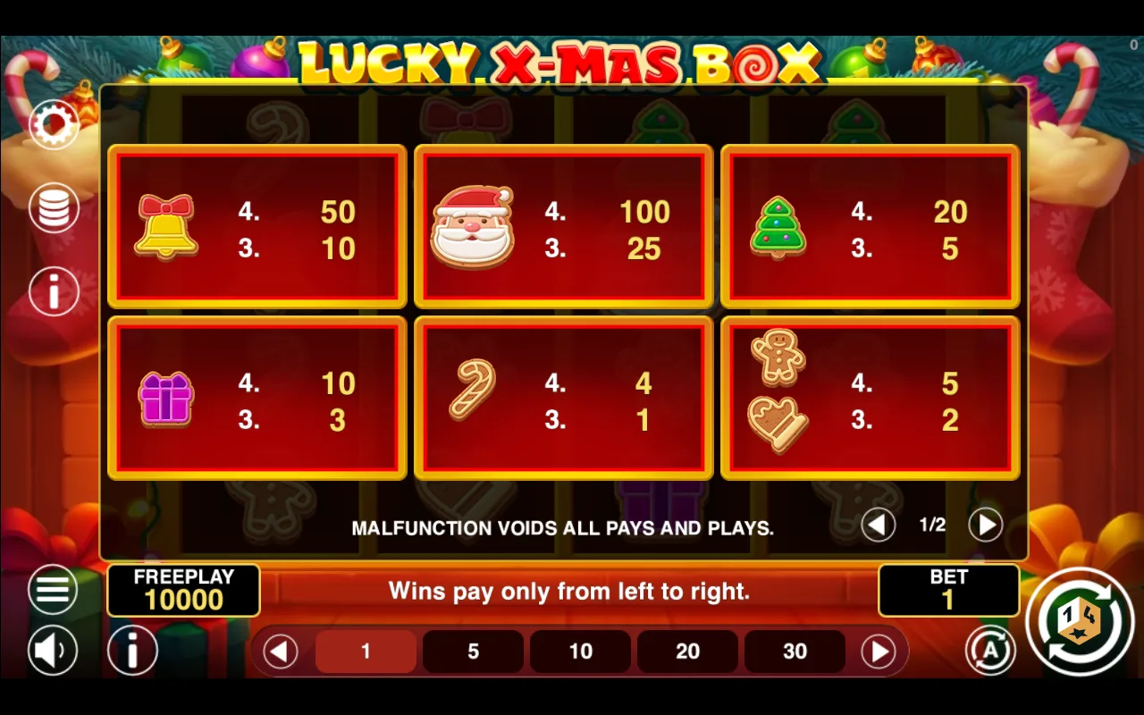 Game rules, page 1 — Lucky Xmas Box