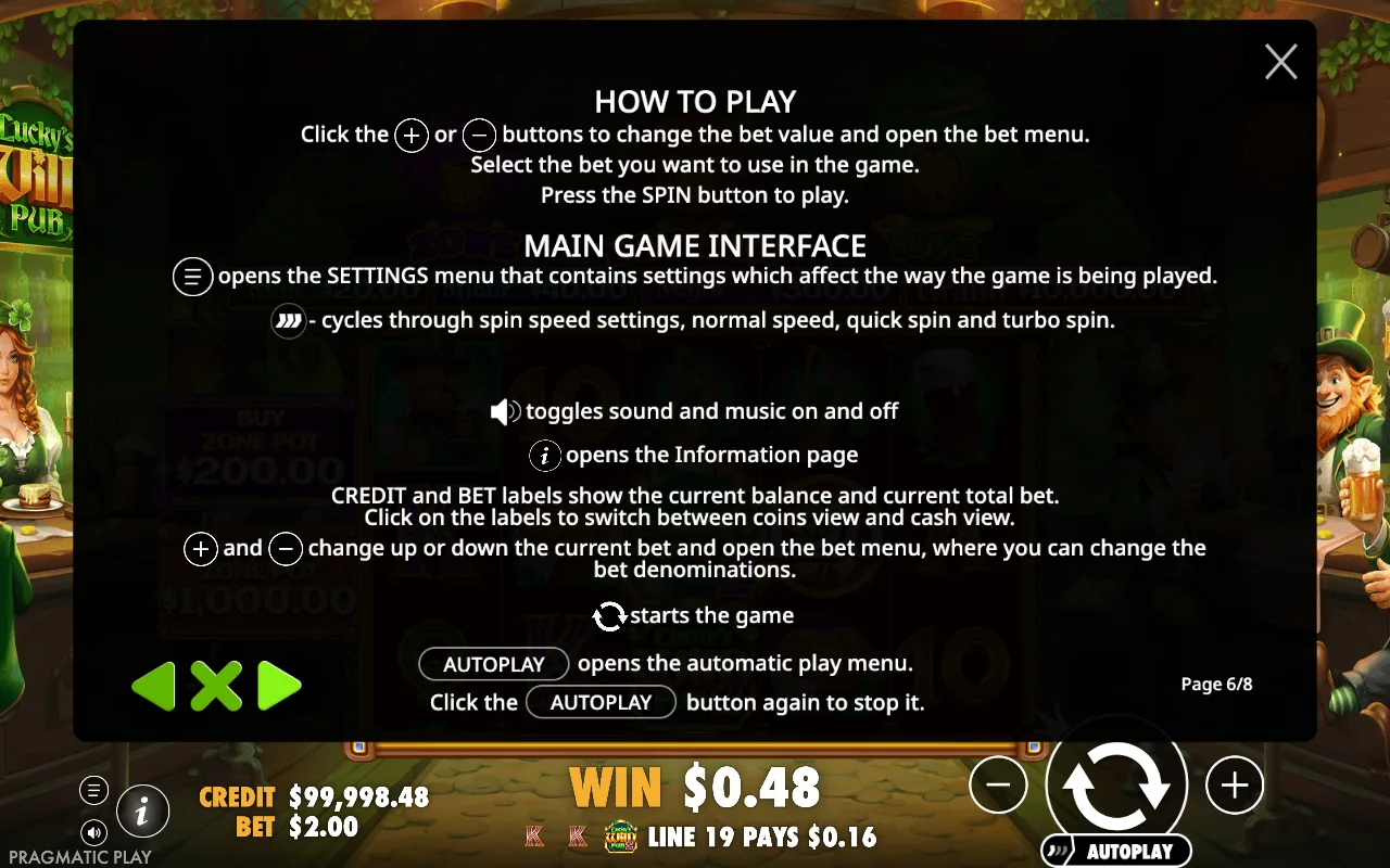 How to play — Lucky's Wild Pub 2