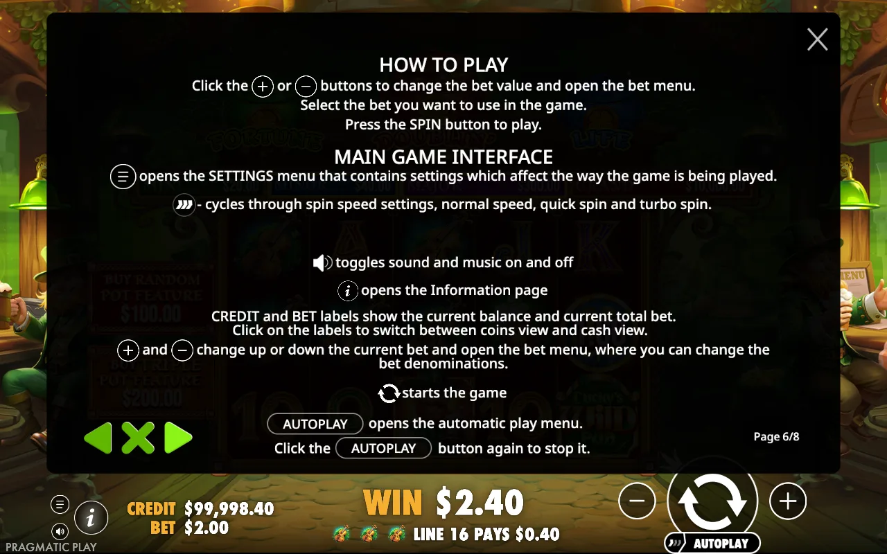 How to play — Lucky's Wild Pub