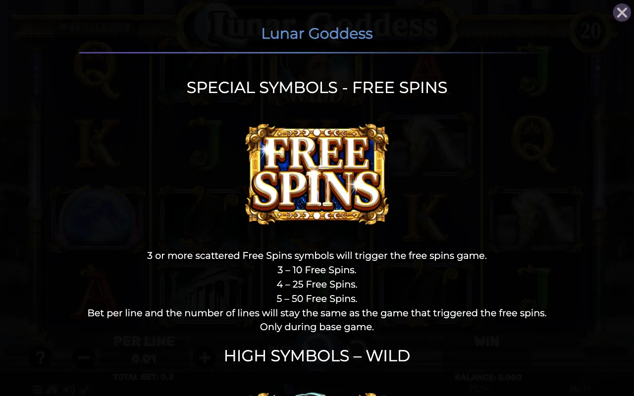 Special symbols - free spins — Lunar Goddess