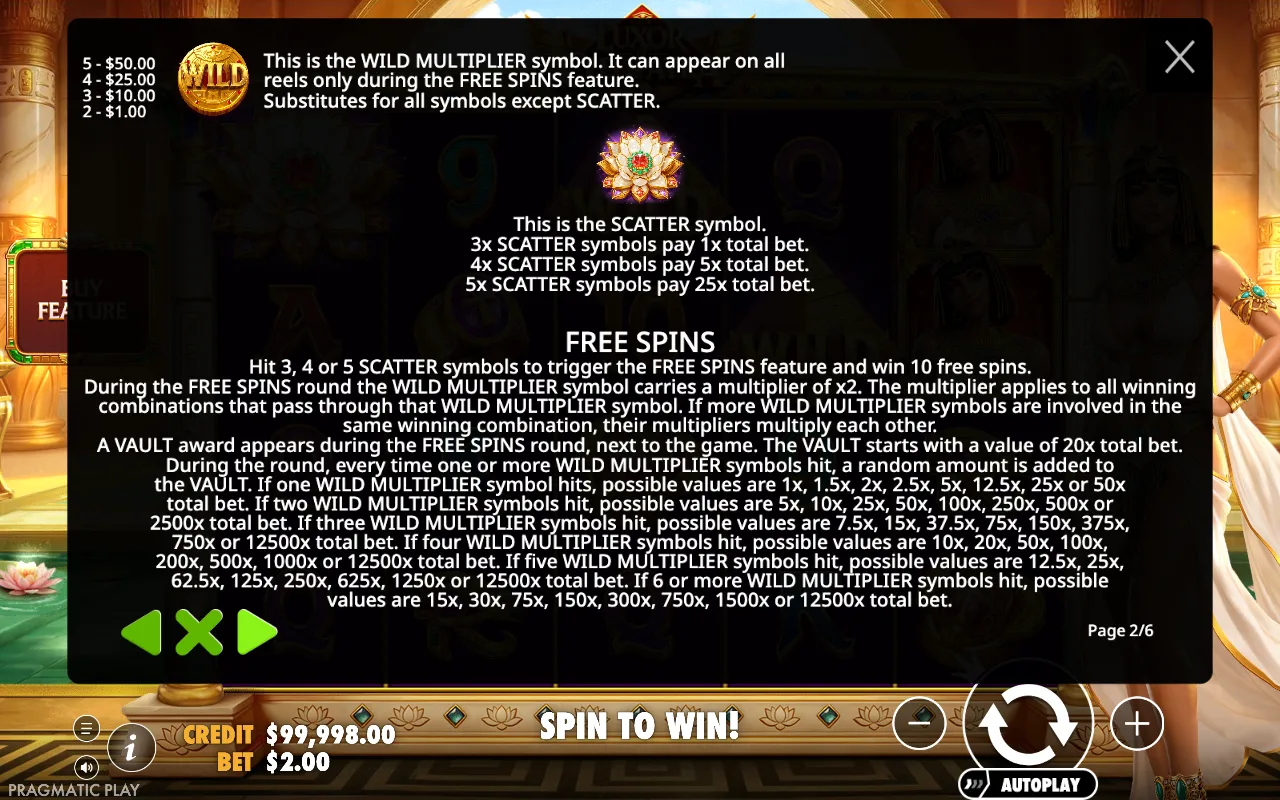 Game rules, page 2 — Luxor of Cleopatra