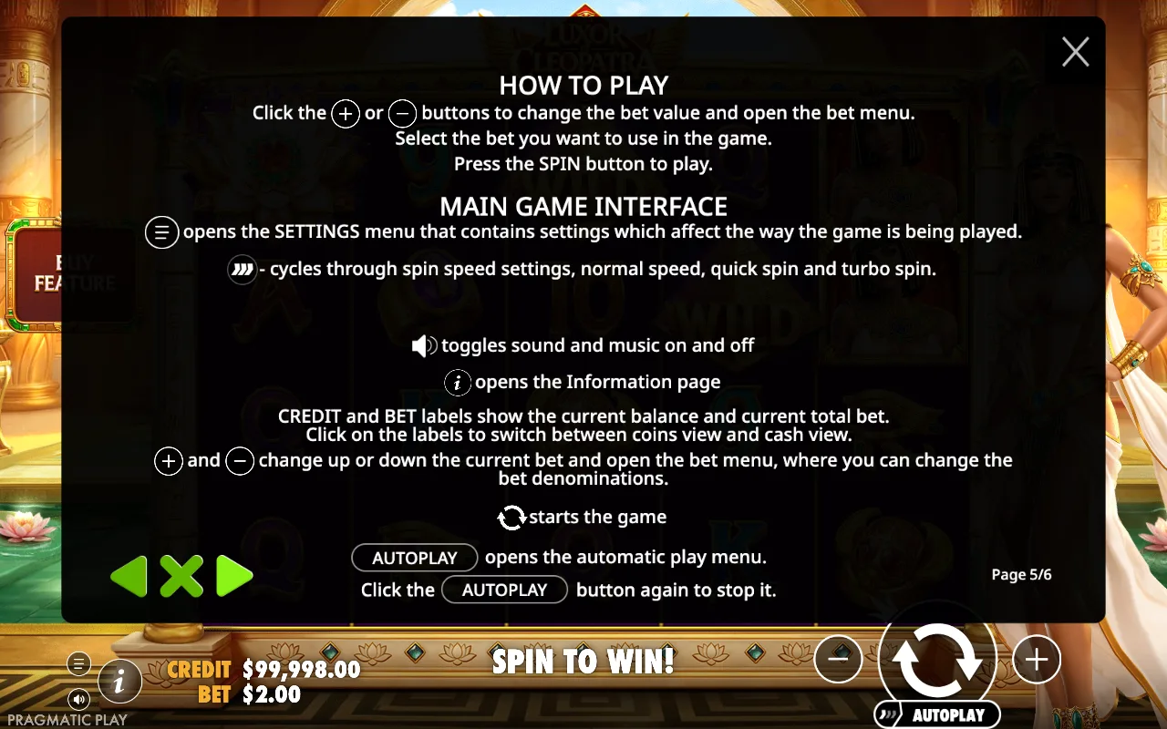 How to play — Luxor of Cleopatra