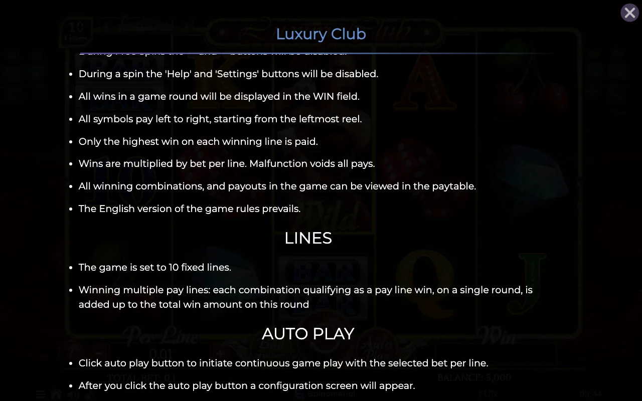 Game rules, page 7 — Luxury Club