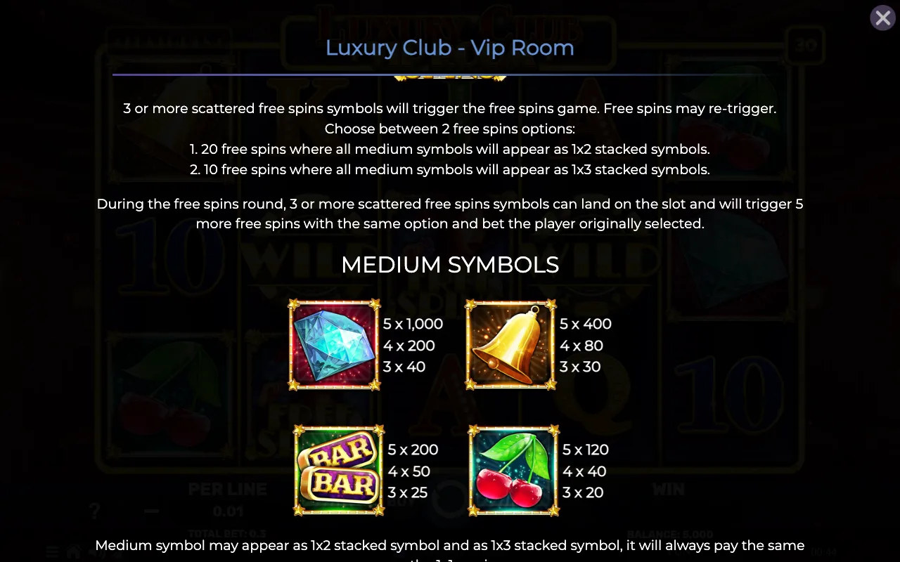 Game rules, page 2 — Luxury Club Vip Room
