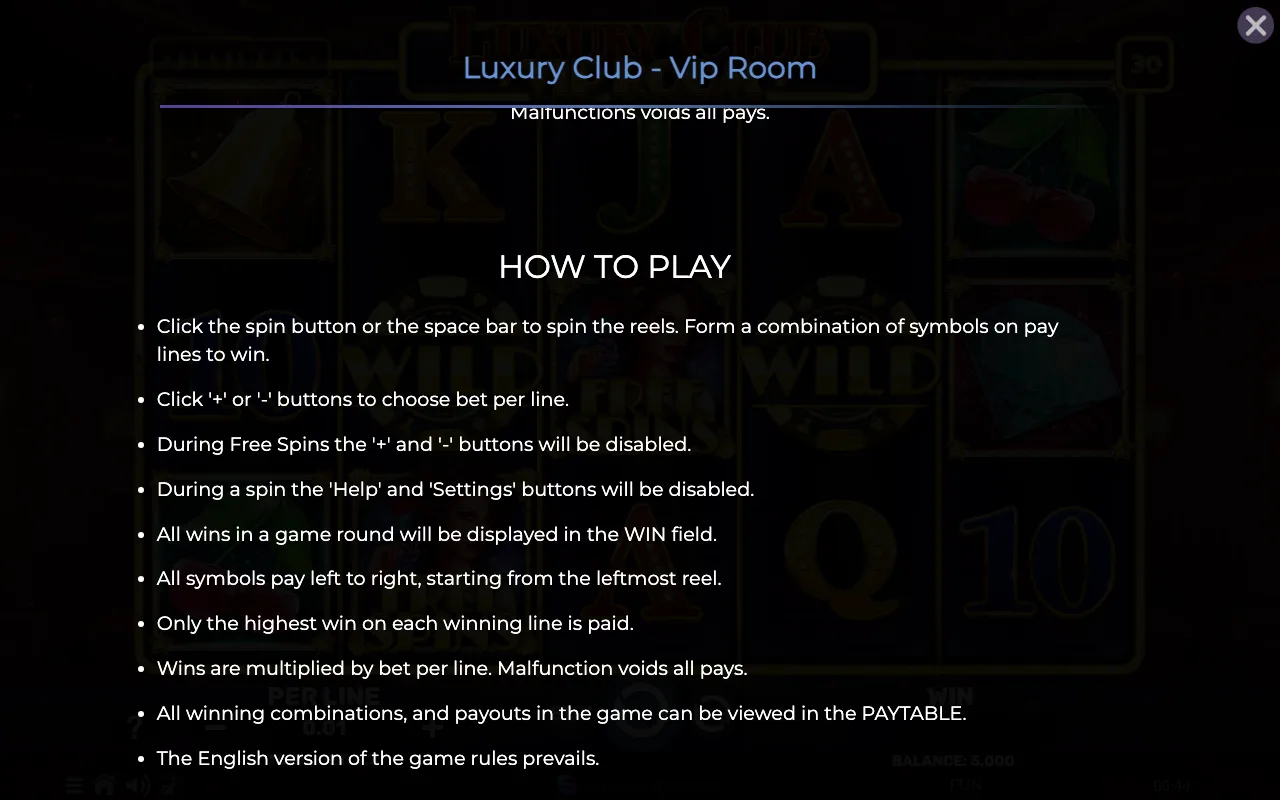 How to play — Luxury Club Vip Room