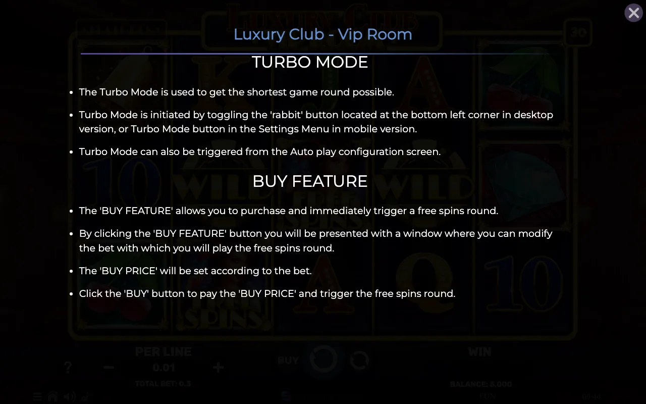 Game rules, page 7 — Luxury Club Vip Room