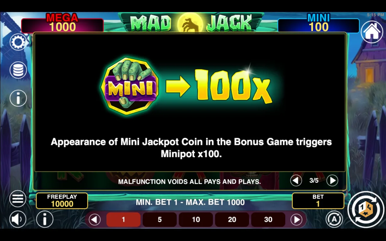 Game rules, page 3 — Mad Jack Hold And Win