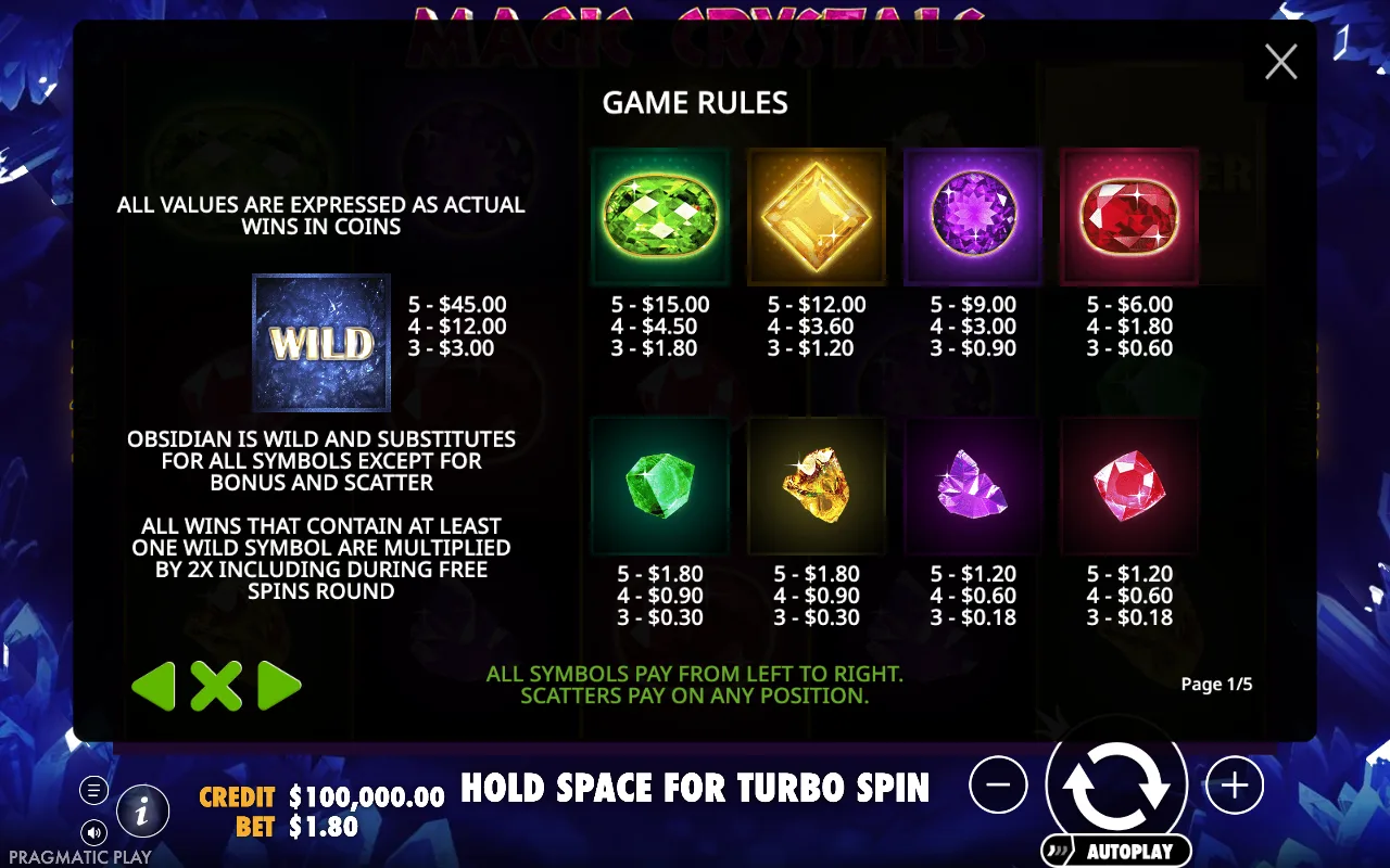 Game rules — Magic Crystals