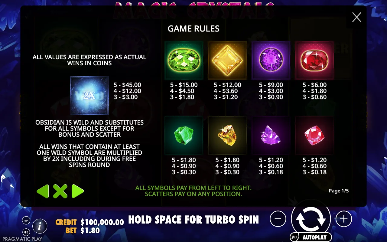 Game rules — Magic Crystals