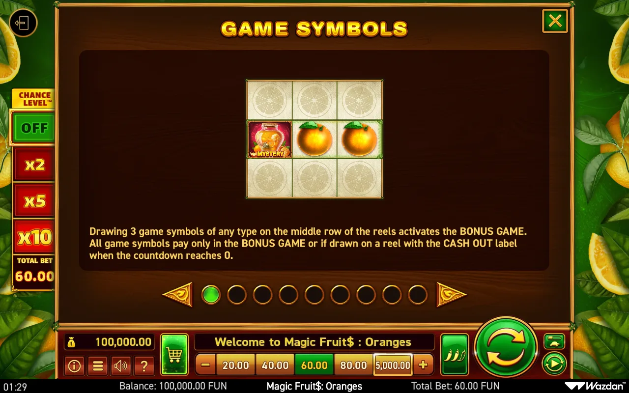 Game rules, page 1 — Magic Fruit Oranges