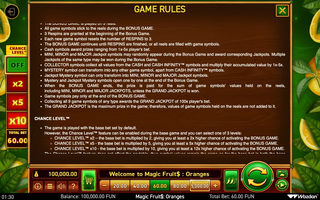 Game rules, page 11 — Magic Fruit Oranges