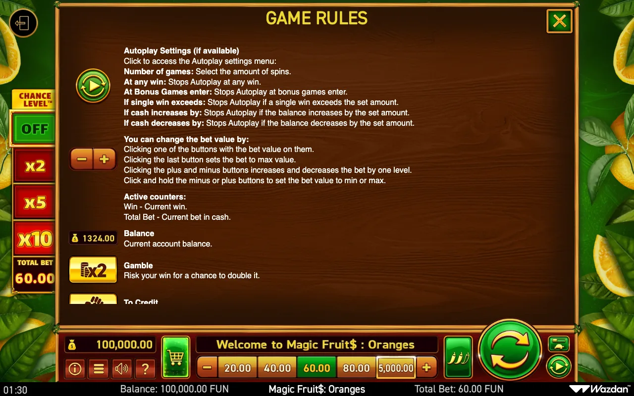 Game rules, page 13 — Magic Fruit Oranges