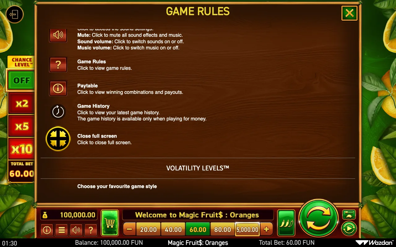Game rules, page 14 — Magic Fruit Oranges