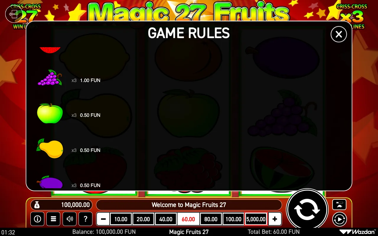 Game rules — Magic Fruits 27