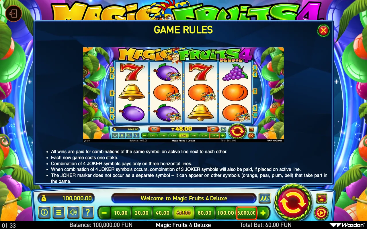 Game rules, page 2 — Magic Fruits 4 Deluxe