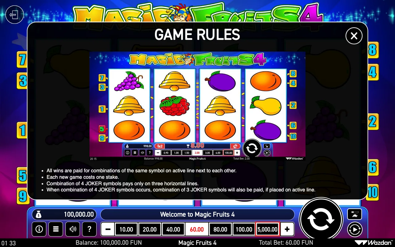 Game rules, page 2 — Magic Fruits 4
