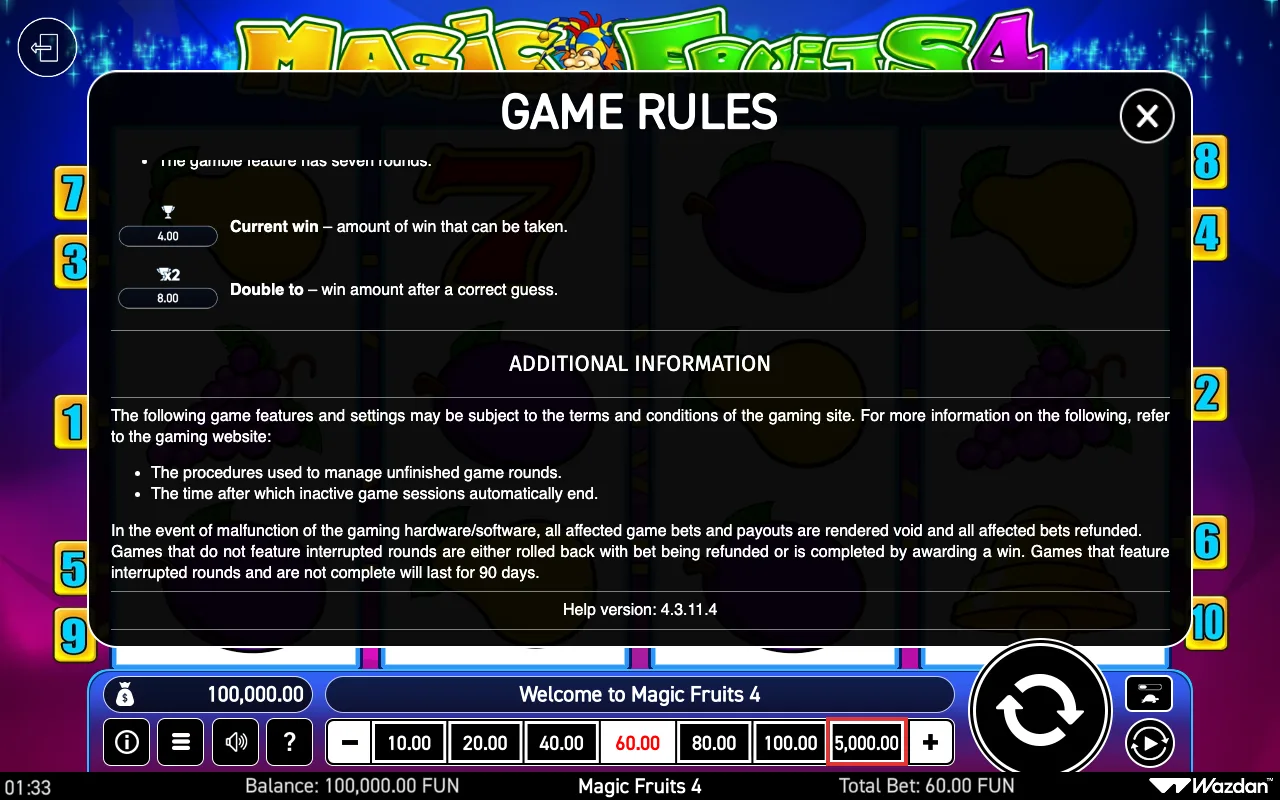 Game rules, page 7 — Magic Fruits 4