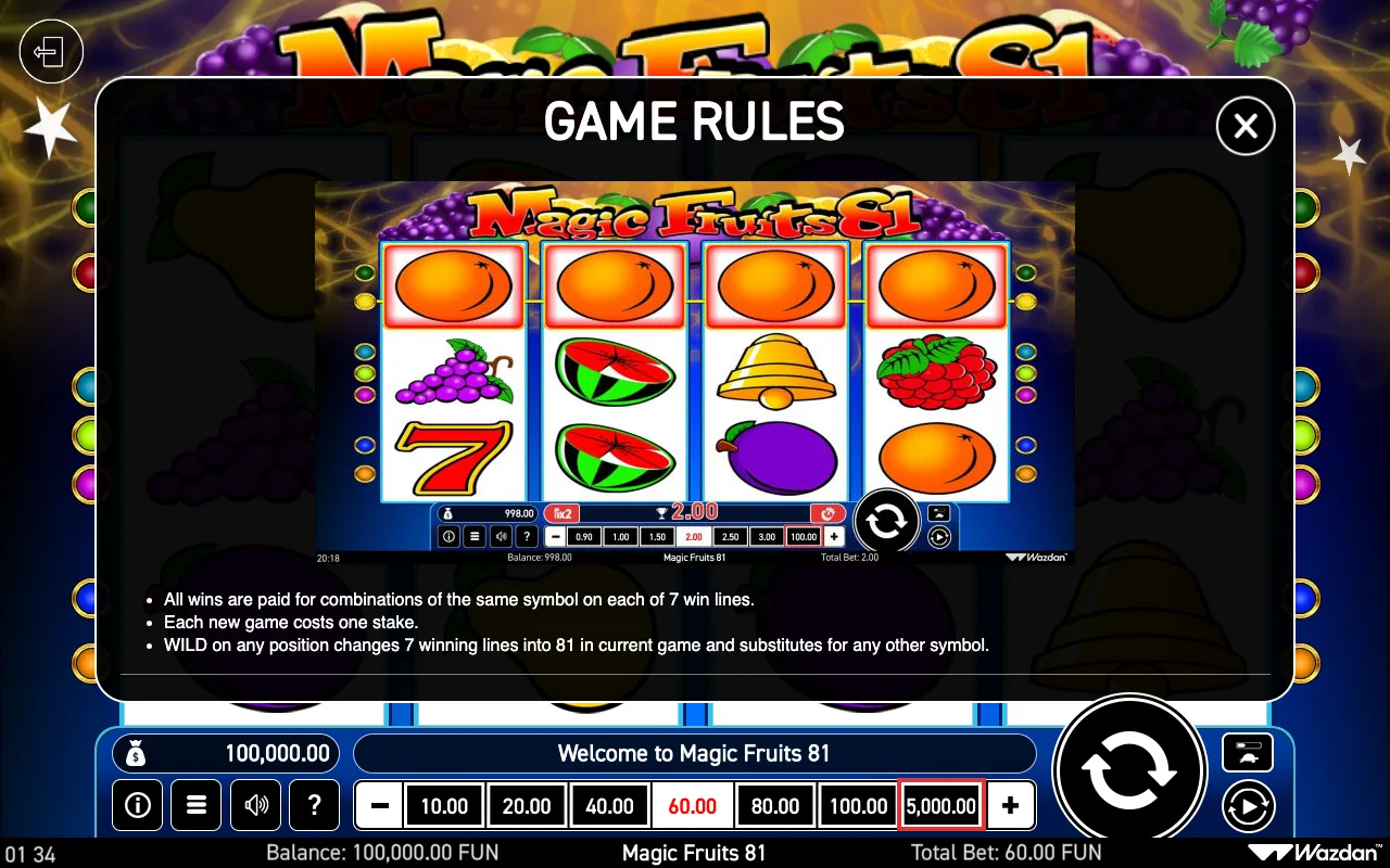 Game rules, page 2 — Magic Fruits 81