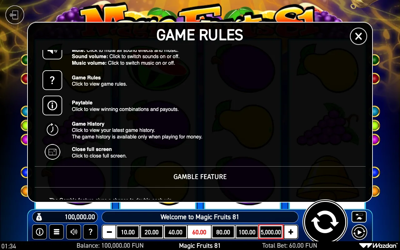 Game rules, page 6 — Magic Fruits 81