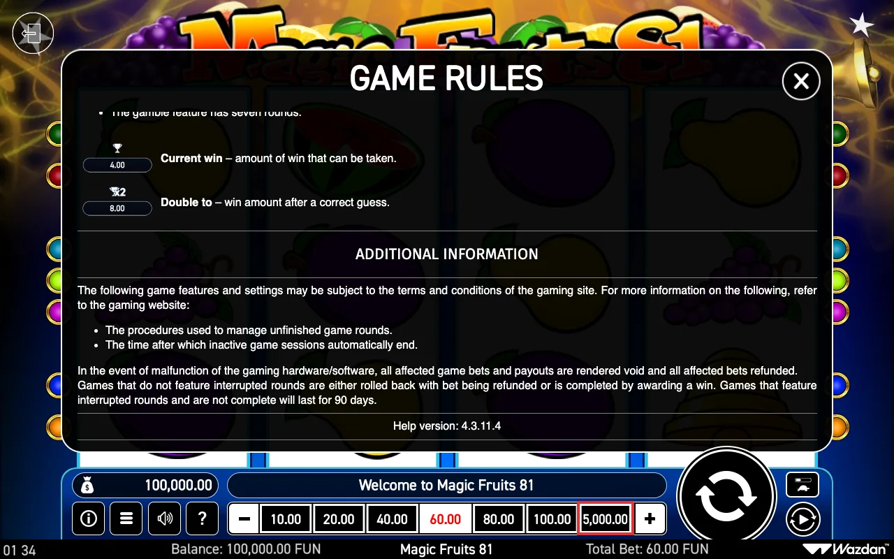 Game rules, page 7 — Magic Fruits 81