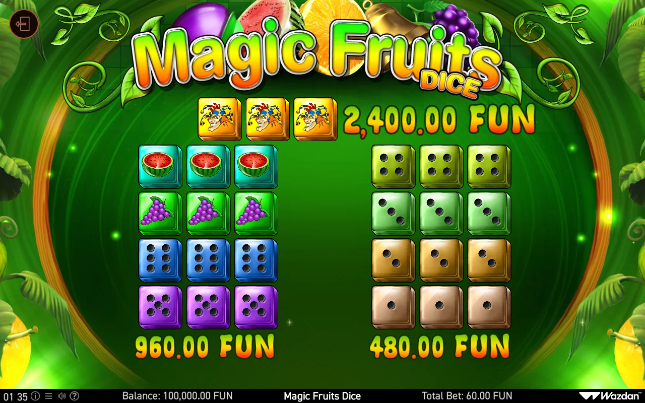 Game rules, page 1 — Magic Fruits Dice