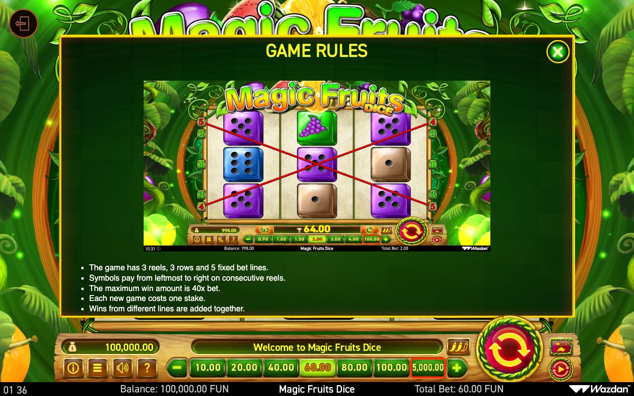 Game rules, page 2 — Magic Fruits Dice