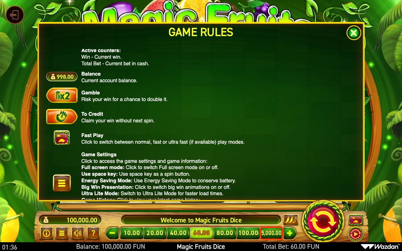 Game rules, page 4 — Magic Fruits Dice