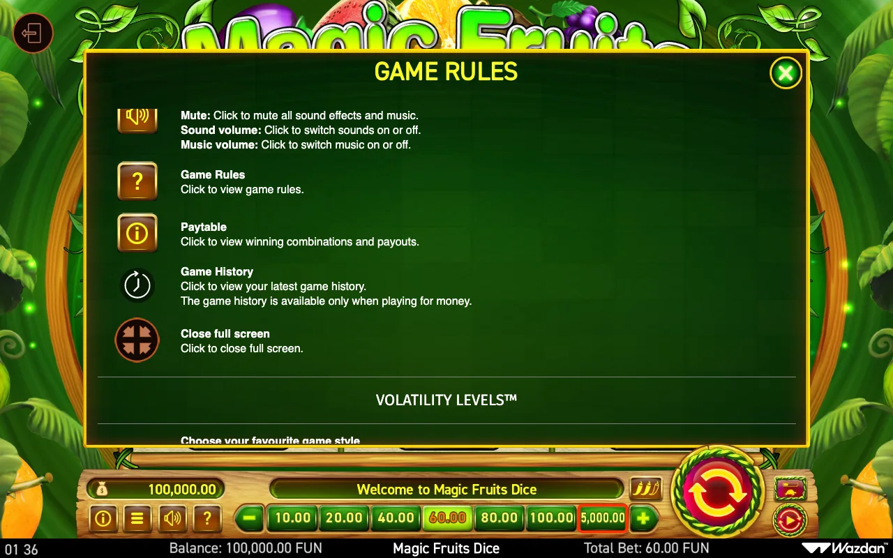 Game rules, page 5 — Magic Fruits Dice