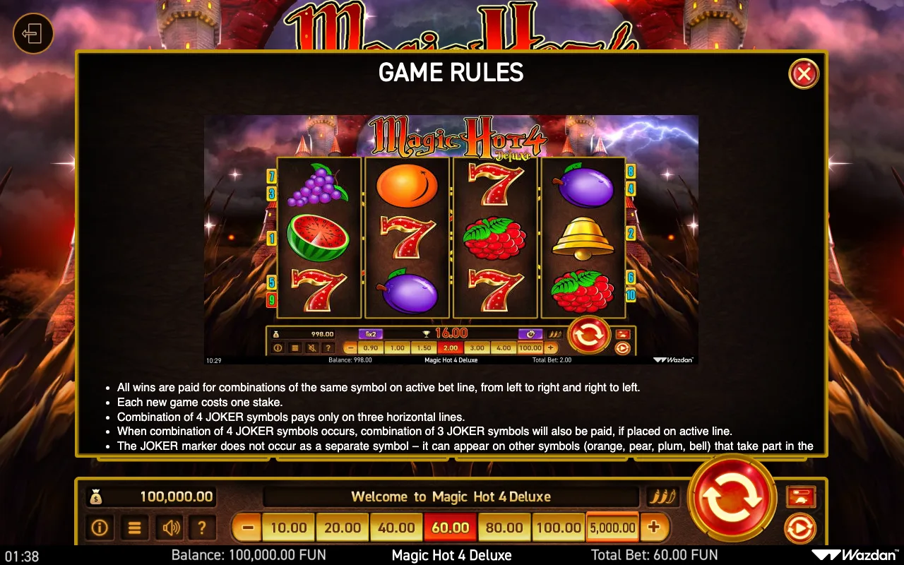 Game rules, page 2 — Magic Hot 4 Deluxe